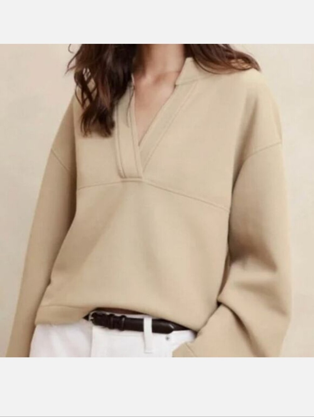 NWT Banana Republic Scuba Split Neck Sweatshirt Tan M / L